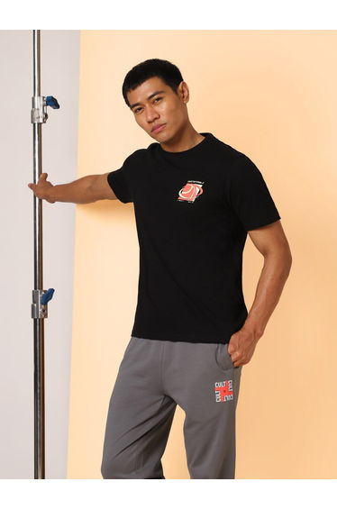 Men Black Unstoppable Typo Print T-Shirt