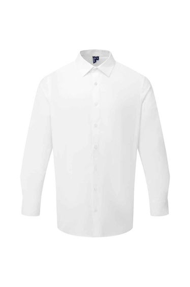Premier Mens Recyclight Poplin Long-Sleeved Shirt - White