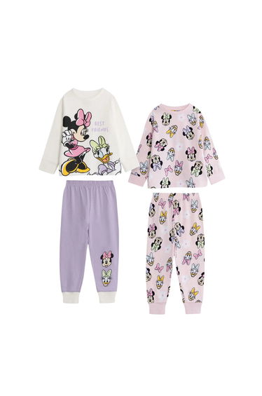 Disney Girls Minnie Mouse Short-Sleeved Long Pyjama Set (Pack of 2) - Multicoloured