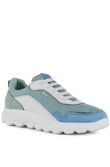 Geox Womens/Ladies Spherica Nappa Leather Trainers - White/Green