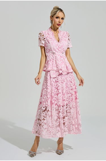 Ride Pink Embroidered Lace Set