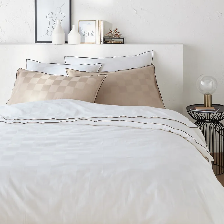 Victor Checkerboard 100% Washed Cotton Satin 300 Thread Count Pillowcase - 4