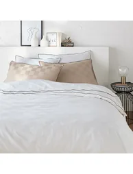 Victor Checkerboard 100% Washed Cotton Satin 300 Thread Count Pillowcase - 4