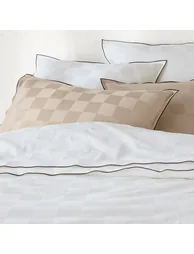 Victor Checkerboard 100% Washed Cotton Satin 300 Thread Count Pillowcase - 5