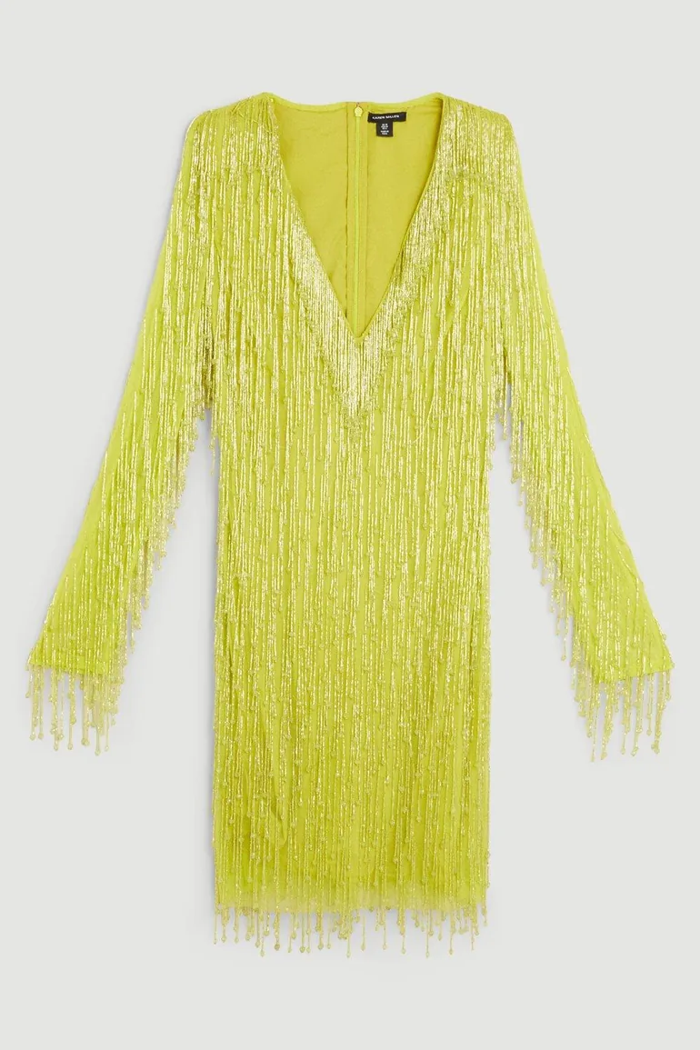 Beaded Fringed And Embellished Mini Dress - 3