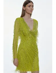 Beaded Fringed And Embellished Mini Dress - 1