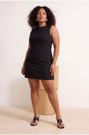 Black Finike Woven Large Size Dress