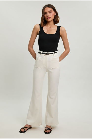 Petite Compact Stretch Pocket Straight Leg Trousers