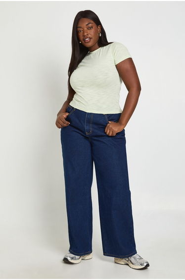 Plus Sheer Slub Baby Tee - light khaki