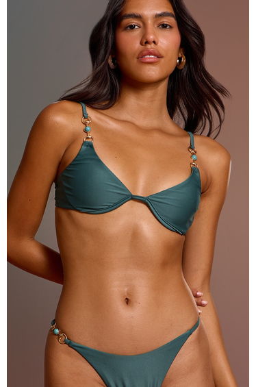 Sea Green Trim Detail Underwired Bikini Top