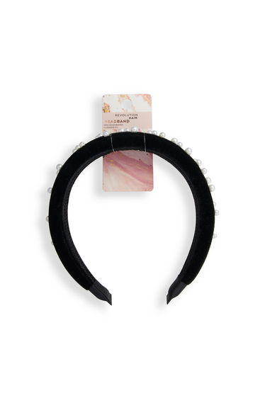 Revolution Pearl Velvet Headband Black