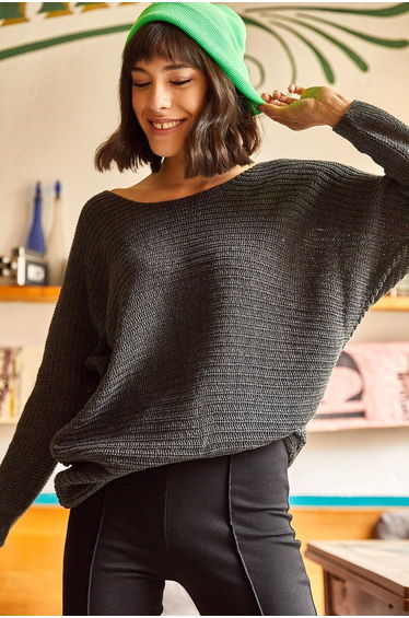 Women's Anthracite Thessaloniki Loose Knitwear Sweater
