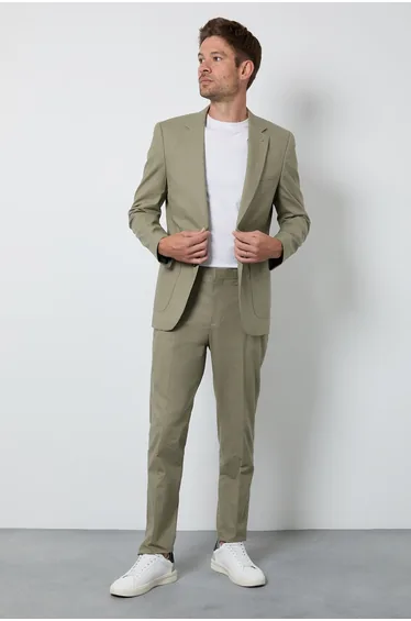 Light Green Linen Slim Fit Suit Jacket