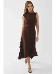 BUSEM Accessory Detailed Asymmetrical Midi Dress