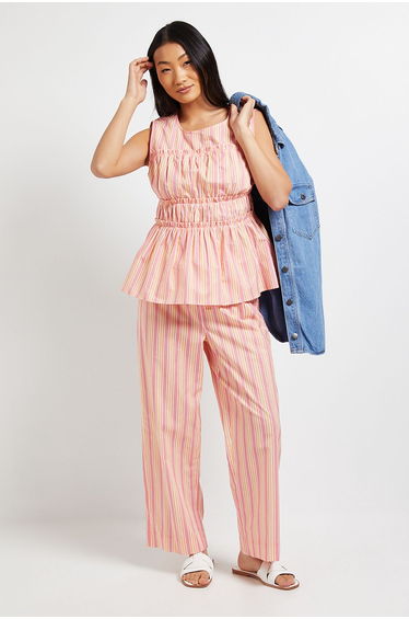 Petite Elasticated Waist Wide Leg Printed Trouser