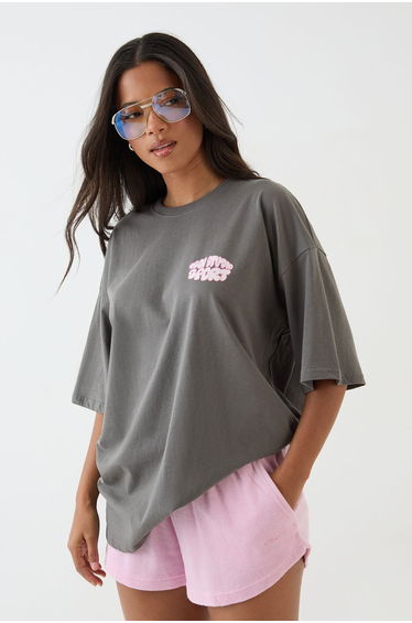 DSGN Studio Sport Bubble Print Oversized T-shirt - charcoal