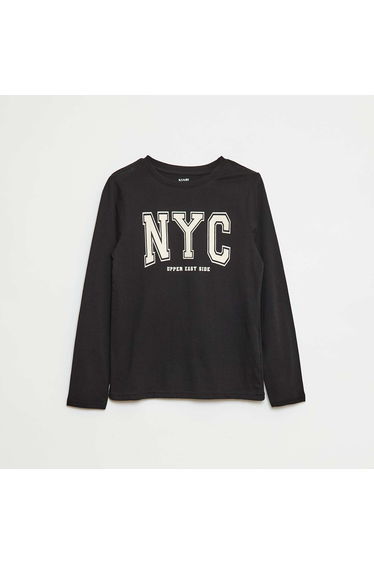 Long-sleeved T-shirt with cute print BLACK