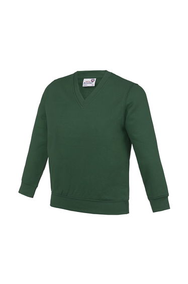 Awdis Childrens/Kids Academy V Neck Sweatshirt - Green