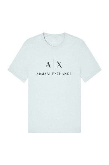 Armani Exchange Mens Lettering Logo T-Shirt - Aqua Grey