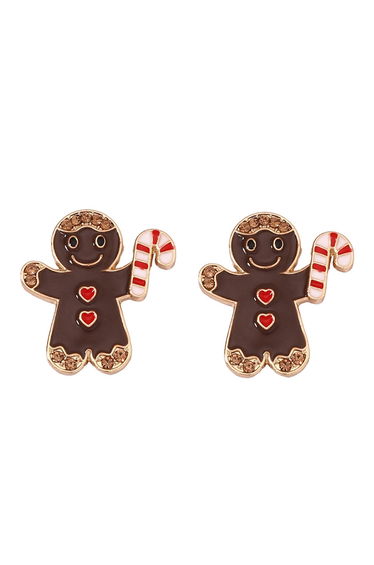 Chocolate Biscuitman Rhinestone Earrings