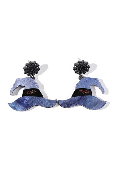 Witch Hat and Spider Web Acrylic Earrings