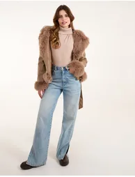 Hooded Zip Faux Fur Cropped PU Jacket - 3