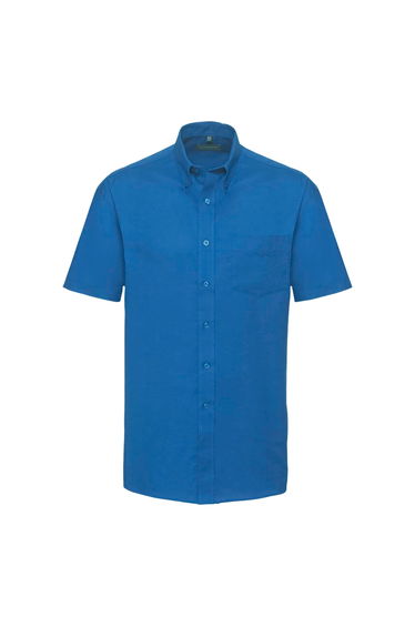 Russell Collection Mens Short Sleeve Easy Care Oxford Shirt - Oxford Blue