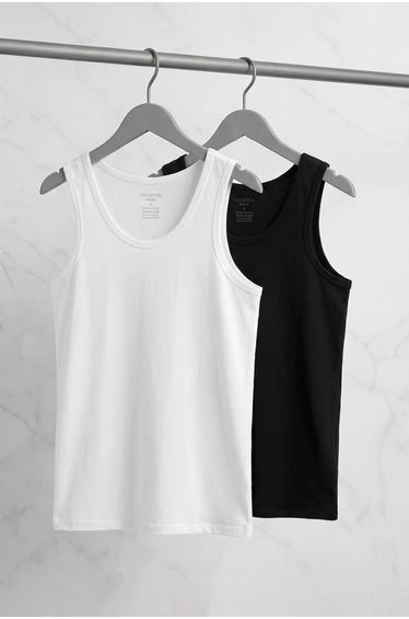 Black - White Basic 2-Pack Underwear Undershirt
