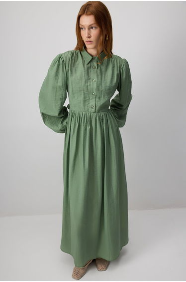 BELTED SHIRT COLLAR DRESS