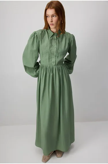 BELTED SHIRT COLLAR DRESS