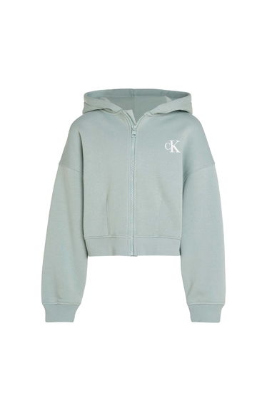 Girl's Calvin Klein Juniors Logo Zipped Fleece in Grey
