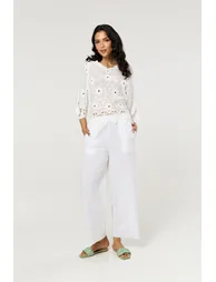 White Floral Lace Cotton Boho Blouse - 7