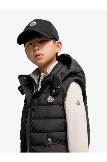 قبعة بيسبول أطفال ولادي قطن بطبعة شعار - أسود