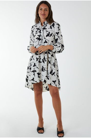 Mandarin Collar High Low Mini Dress