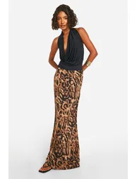 Tall Chiffon Leopard Floor Length Skirt - 2
