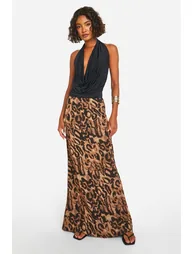 Tall Chiffon Leopard Floor Length Skirt