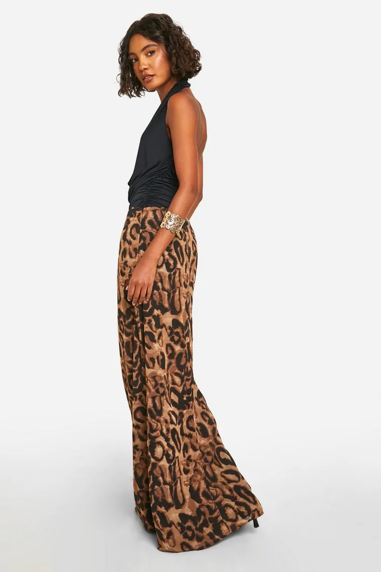 Tall Chiffon Leopard Floor Length Skirt - 1