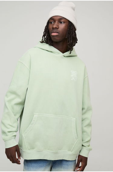 Washed Green Oversized Limited Edition Pagoda Hoodie - green