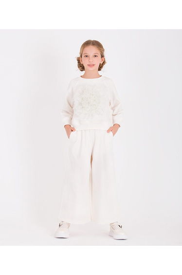 Girls Wide Leg Pants in White