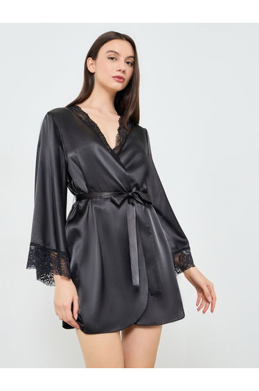 Black Lace Trim Robe