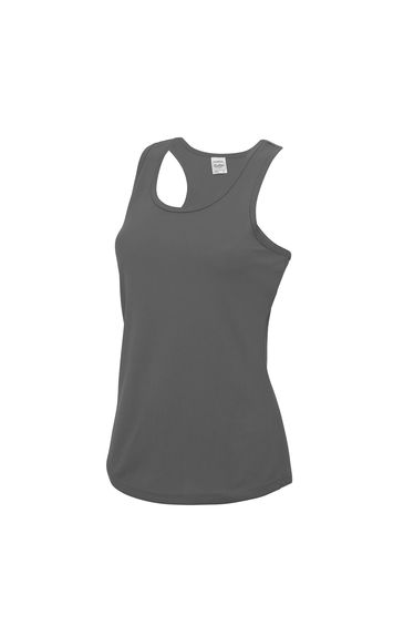 AWDis Just Cool Girlie Fit Sports Ladies Vest / Tank Top - Charcoal