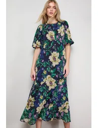 فستان اويسيس ميداكسي على شكل حرف A بطبعة أزهار - 1