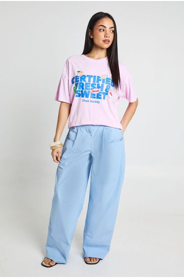 Certified Fresh and Sweet Fruits Printed T-Shirt - pink
