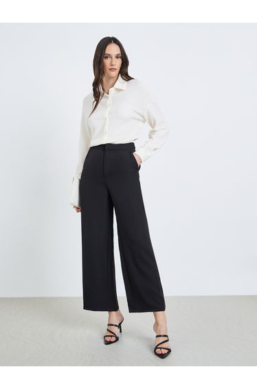 Women Black Wide Leg Trousers