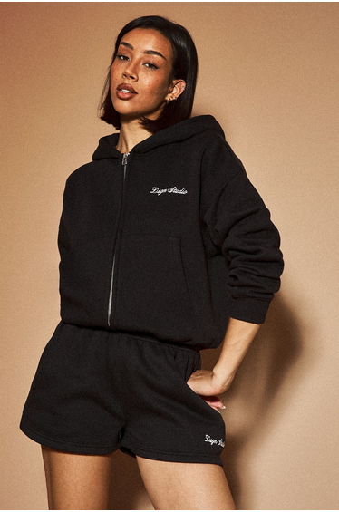 DSGN Studio Boxy Zip Through Hoodie - black