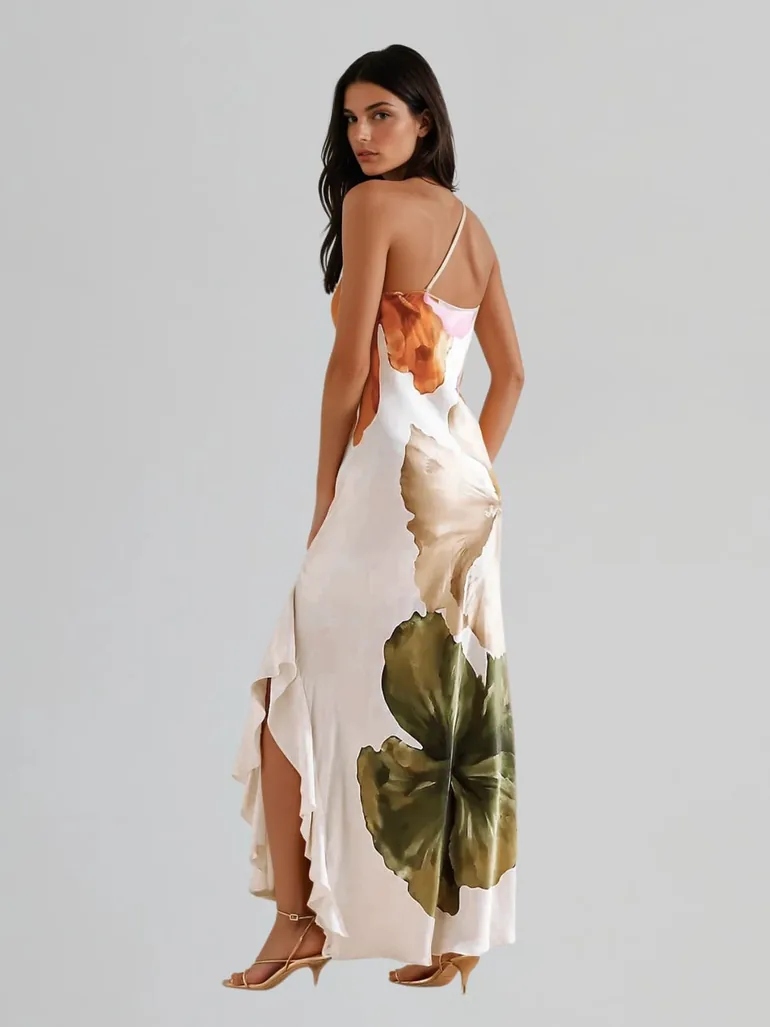 Gelyx One Shoulder Floral Ruffle Maxi Dress - 3