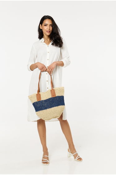Woven Stripe Beach Tote Bag