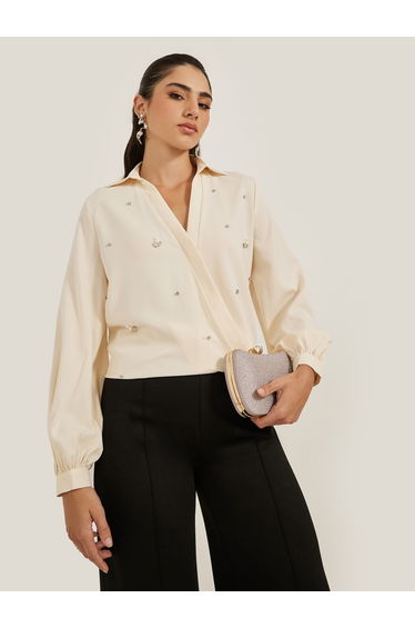 Embellished Regular Fit Wrap Top