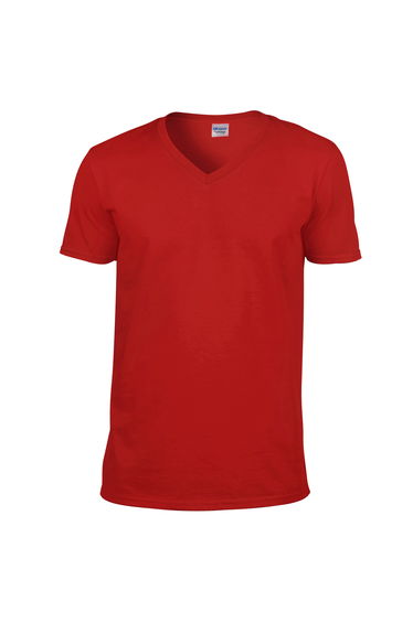 Gildan Mens Soft Style V-Neck Short Sleeve T-Shirt - Red