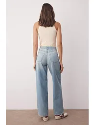 بنطلون جينز فضفاض بأرجل عريضة بخصر عالي - أزرق - 3